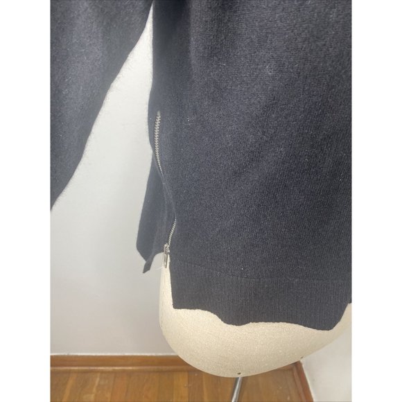C By Bloomingdales Sweater Cashmere Crew Neck Black Size XL Size Zippers - Picture 5 of 7